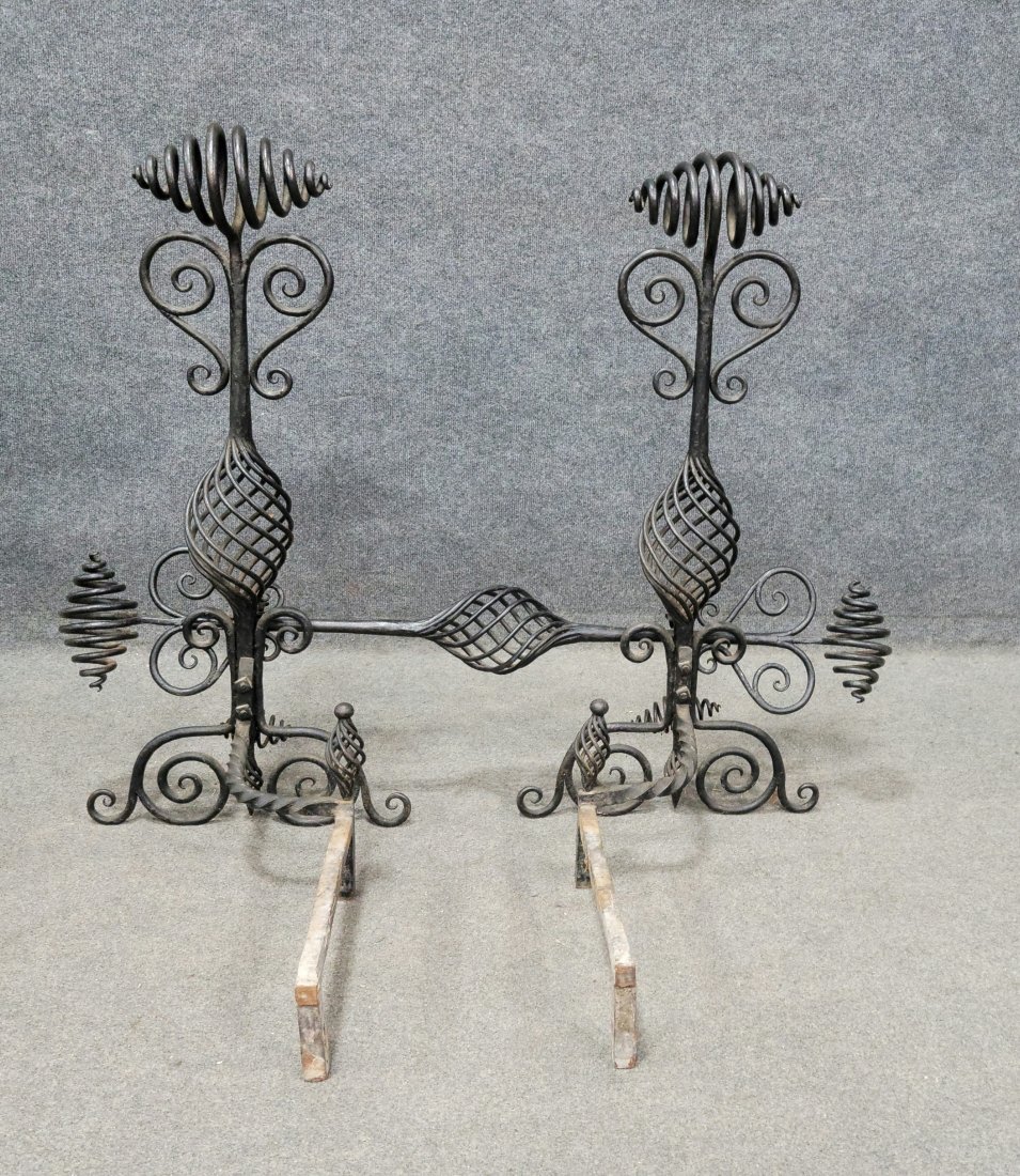 Pair Of Large Andirons: 35"H 42"D