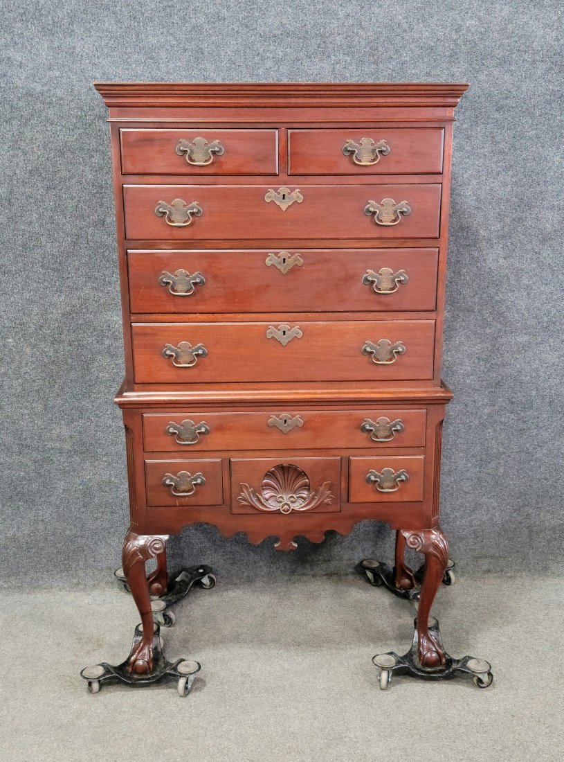 Mahogany Highboy: 57.25"H, 33"W, 19.25"D