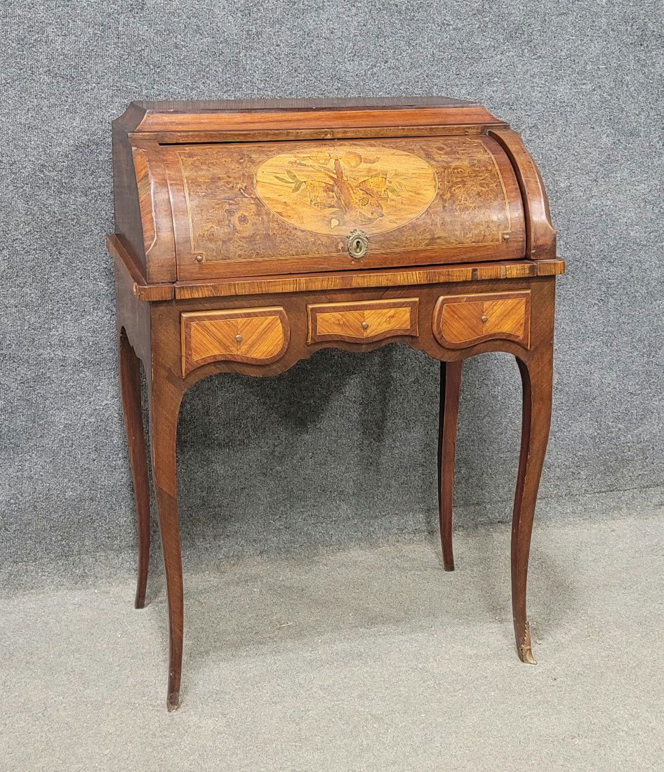 Antique Inlaid French Cylinder Desk (1 of 6)