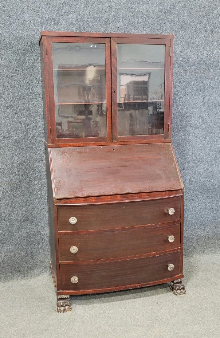 Empire Mahogany Secretary Desk: 68"H, 34"W, 22"D
