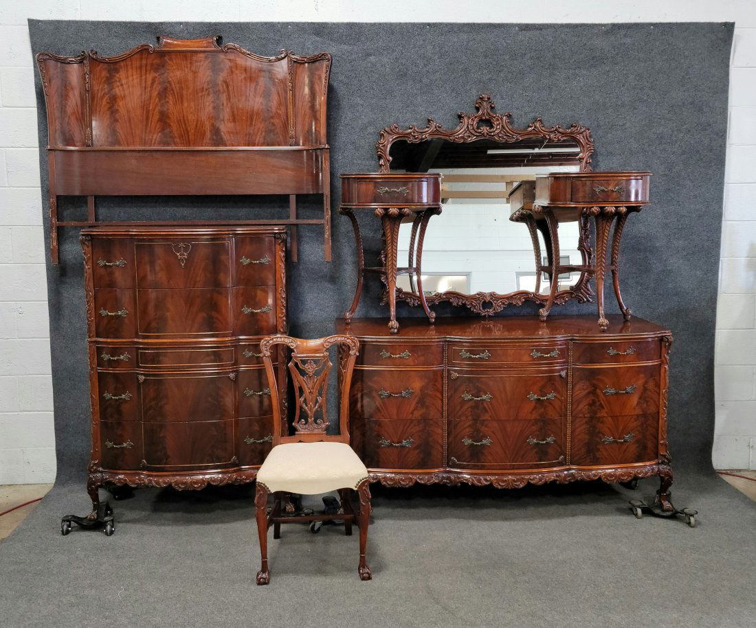 7 Piece Carved Mahogany Bedroom Set (1 of 1)