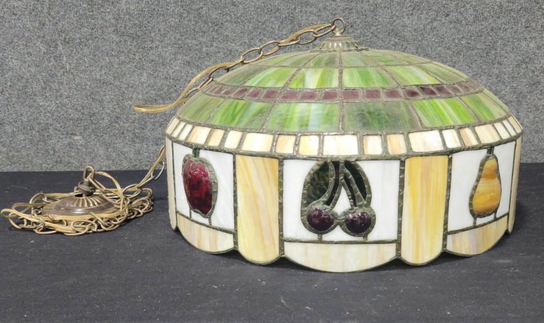 Tiffany Style Stained Glass Chandelier: 12h, 22w