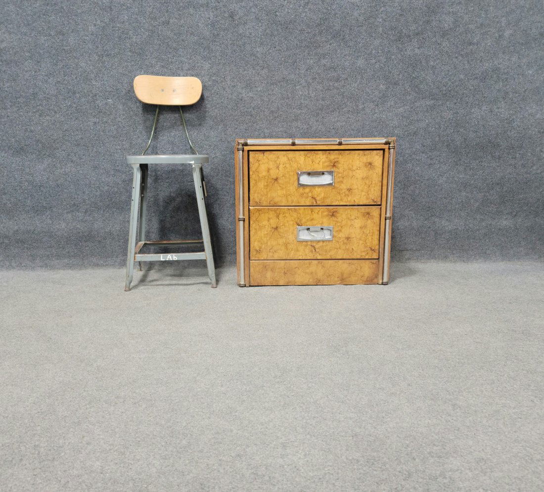 Faux Bamboo Campaign Chest + Industrial Chair (1 of 1)