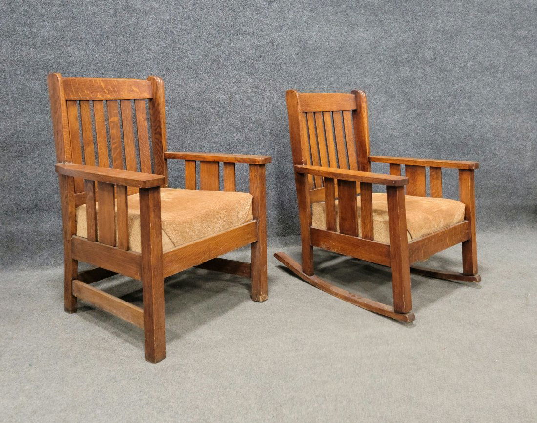 Mission Oak Chair And Rocker (1 of 5)