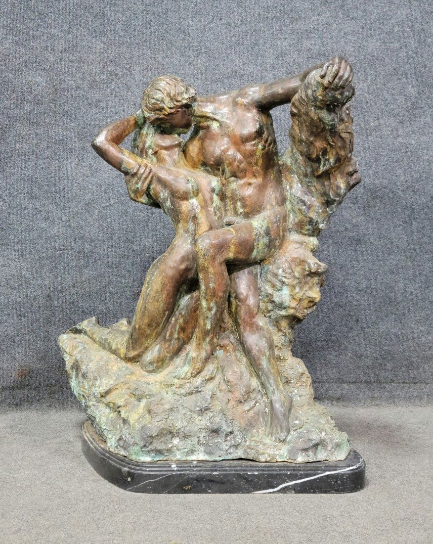 Large Auguste Rodin Bronze Kissing Sculpture (1 of 7)