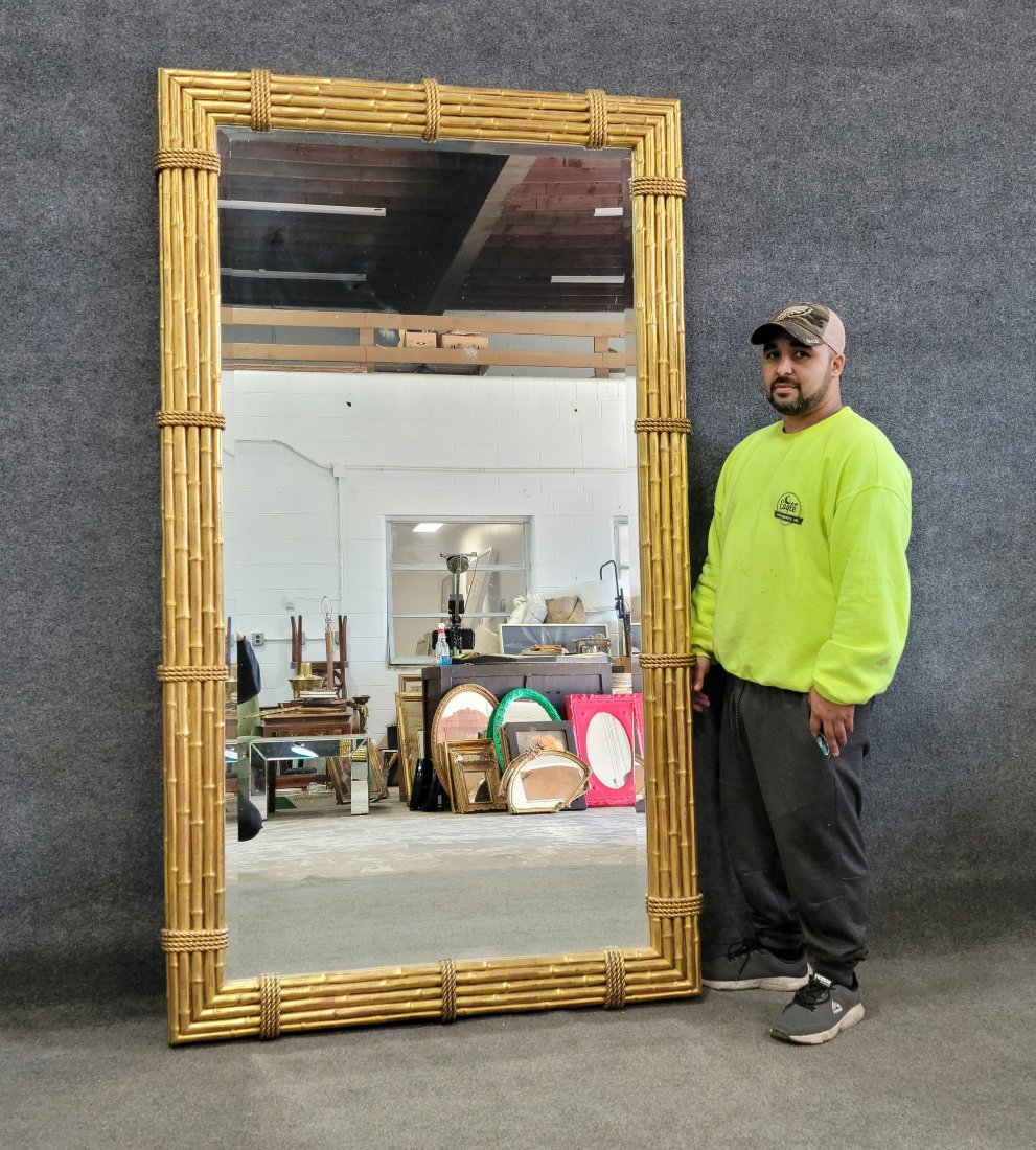 Large Gold Leaf Faux Bamboo Mirror (1 of 3)
