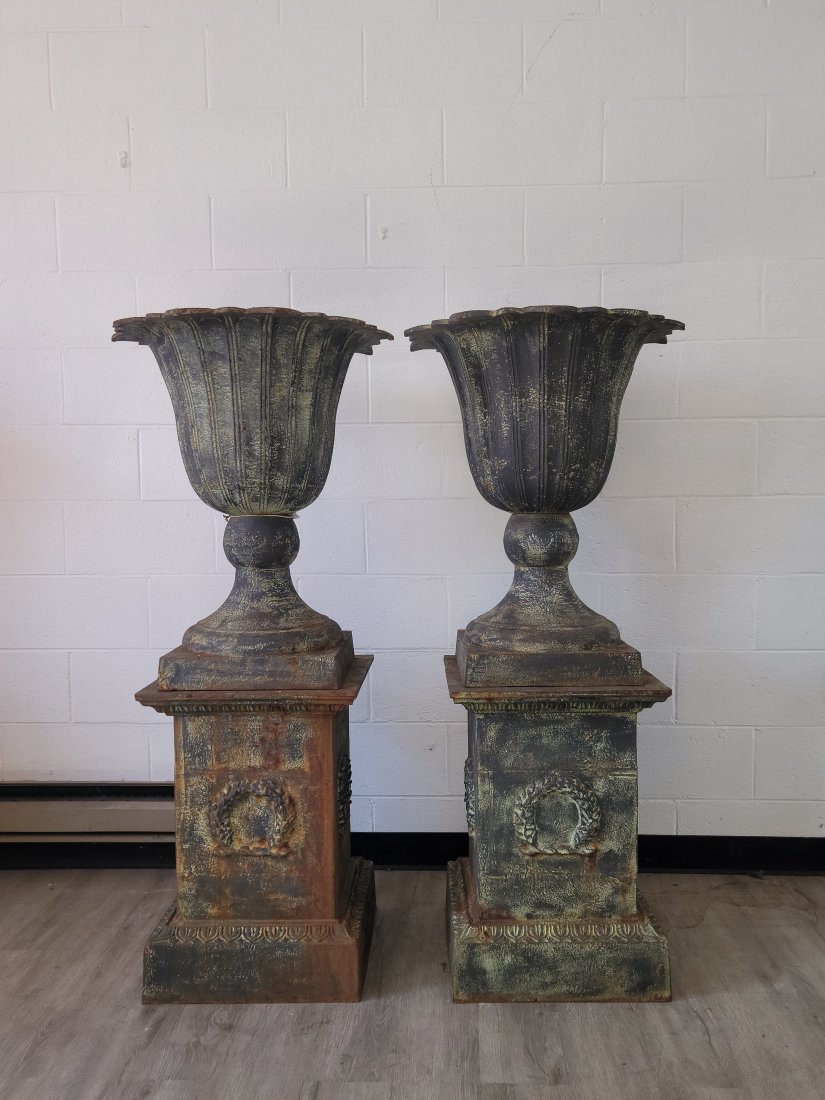 Pair Of Large Wrought Iron Urns (1 of 4)