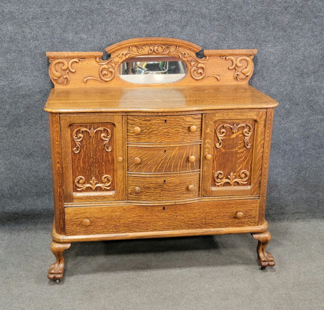 Oak Sideboard: 52.50"H, 52"H, 25"D