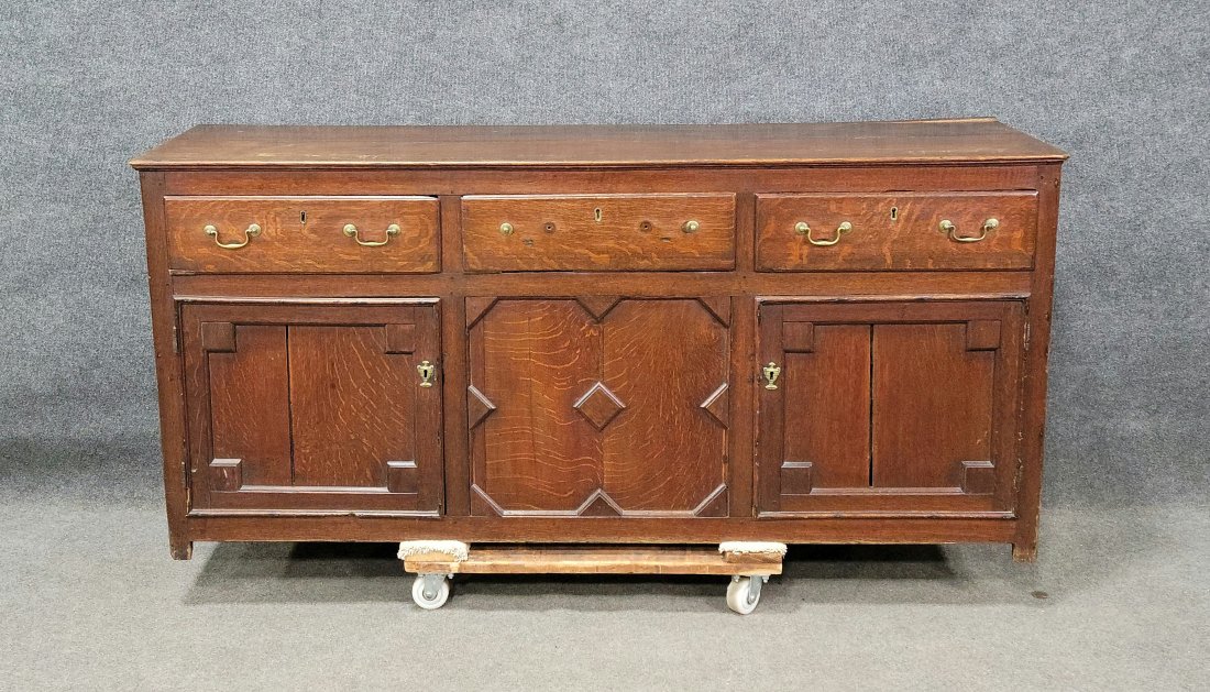 18th Century Antique English Sideboard: 33"H, 70.50"W, 20"D