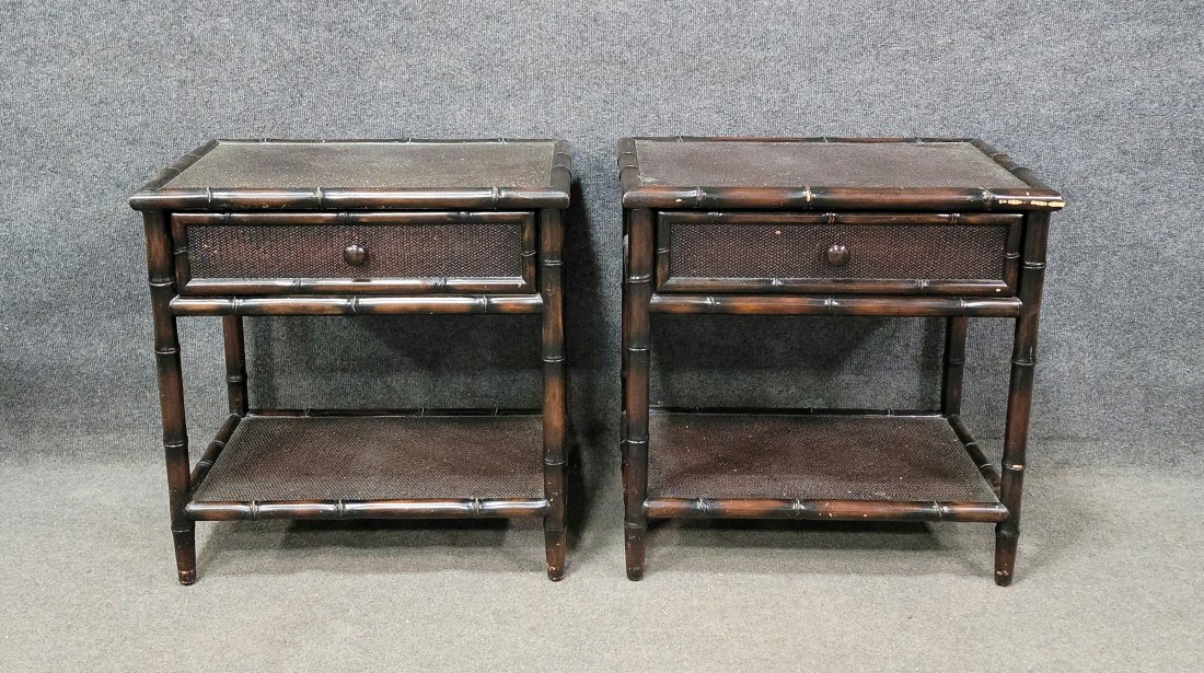 Pair Of Faux Bamboo Style Nightstands: 24"H, 24"W, 16"D