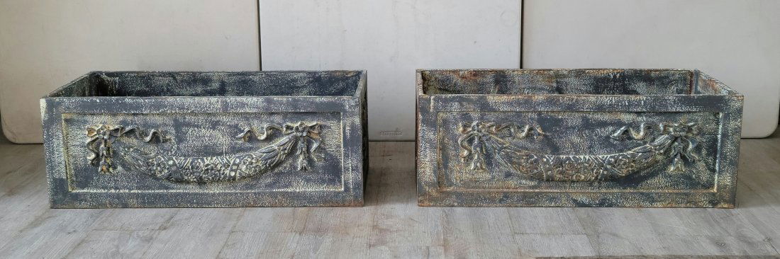 Cast Iron Planters: 10.50"H, 28.50"W, 10"D