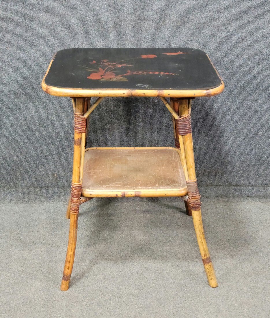Herter Brothers Faux Bamboo Table: 26"H, 20.50"W, 20.50"D