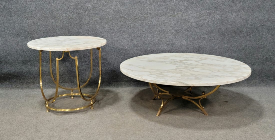 Jansen Style Marble Top Coffee Table And End Table (1 of 2)