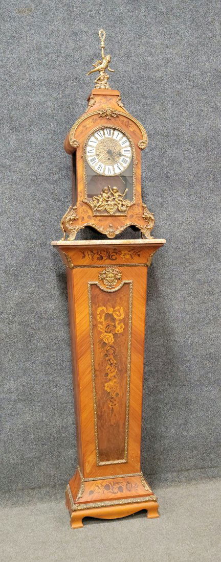 Inlaid Pedestal With French Clock (1 of 6)