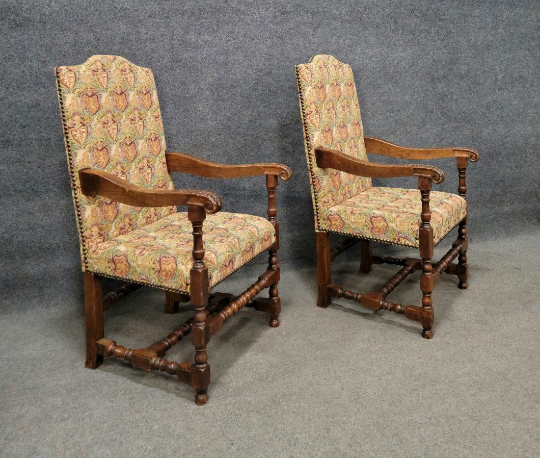 Pair Of Walnut Throne Chairs (1 of 6)