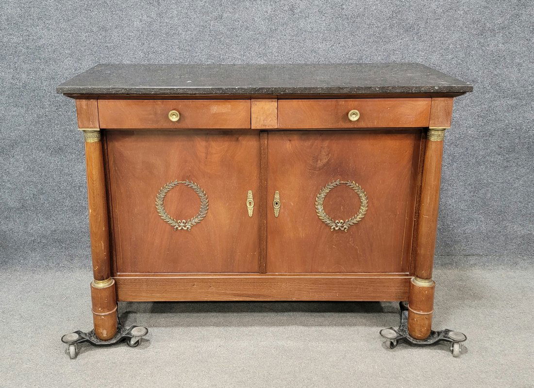 French Empire Bronze Mounted Marble Top Commode (1 of 6)