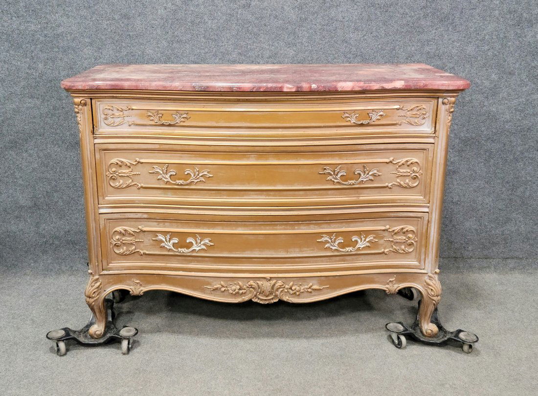 French Marble Top Commode: 35.50"H, 50.50"W, 21.50"D