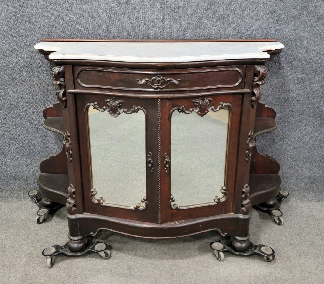 Victorian Meeks Style Marble Top Credenza (1 of 6)