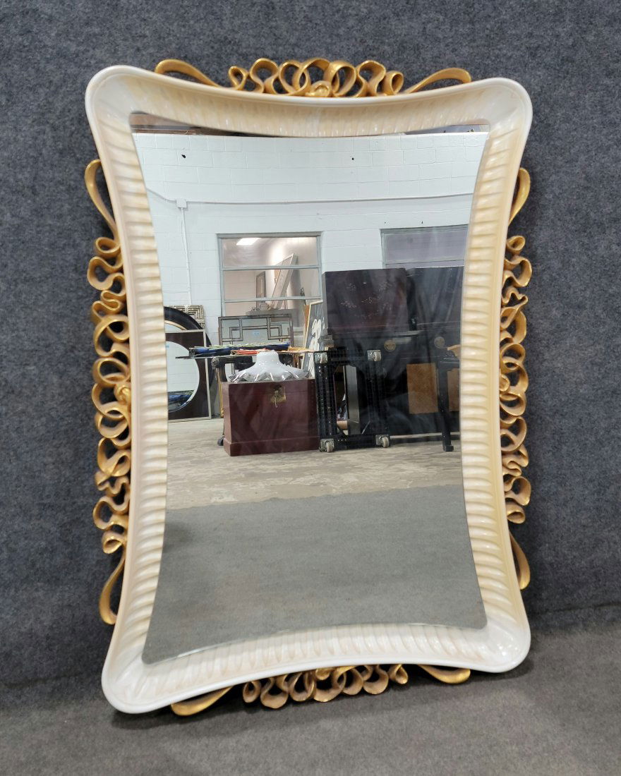 Large Hollywood Regency White And Gold Mirror (1 of 4)