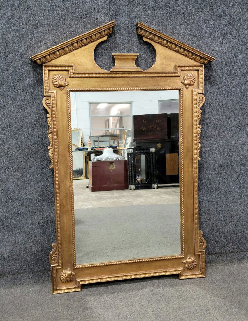 Large Gold Leaf Pediment Mirror (1 of 3)
