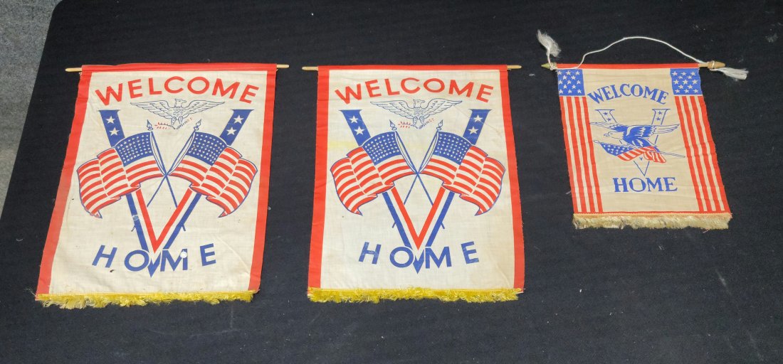 3 World War II Welcome Home Flags: -