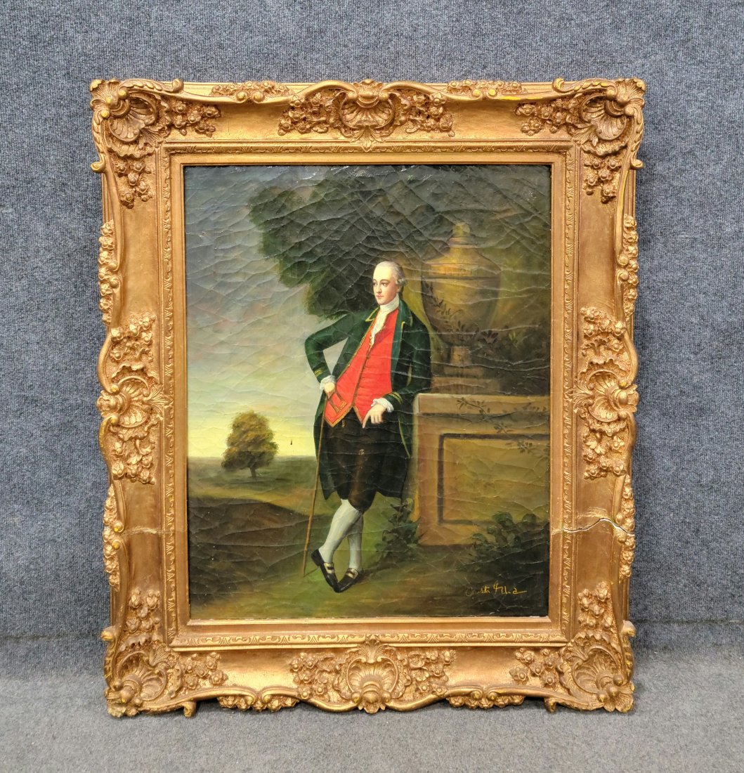 Painting Of George Washington In Gilt Frame: 40"H, 34"W, 2.50"D