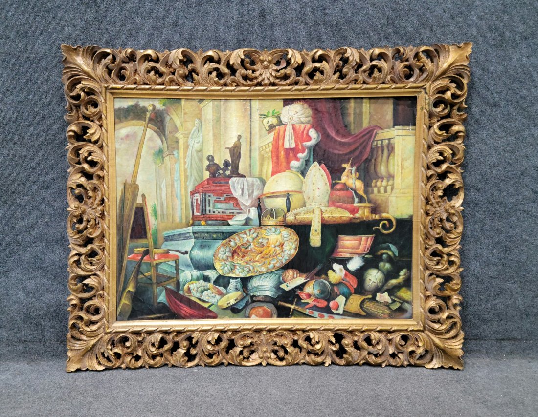Large Decorative Painting In Gilt Frame (1 of 5)
