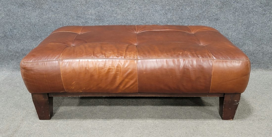 Large Leather Ottoman (1 of 4)