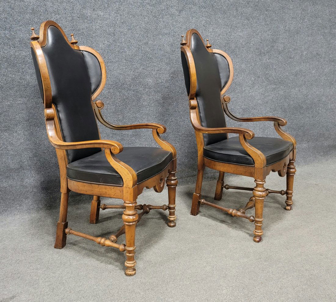 Pair Of High Back English Style Chairs (1 of 5)