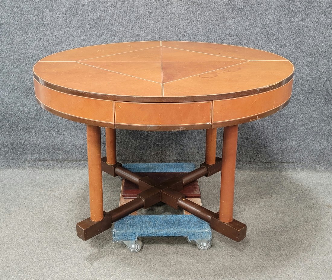 Leather Tetson Rent Table: 30"H, 48"Diameter
