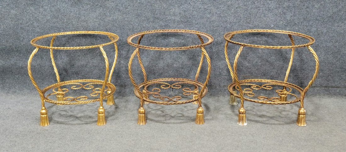 3 Italian Tassel Tables: 16.50"H, 17.50"Diameter