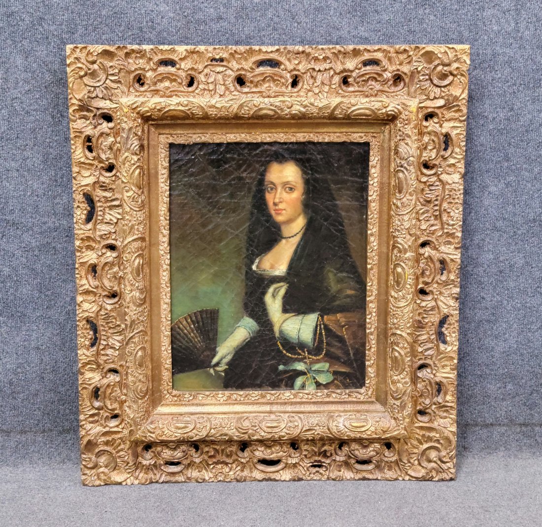 Painting In Carved Frame: 31.50"H, 27.50"W