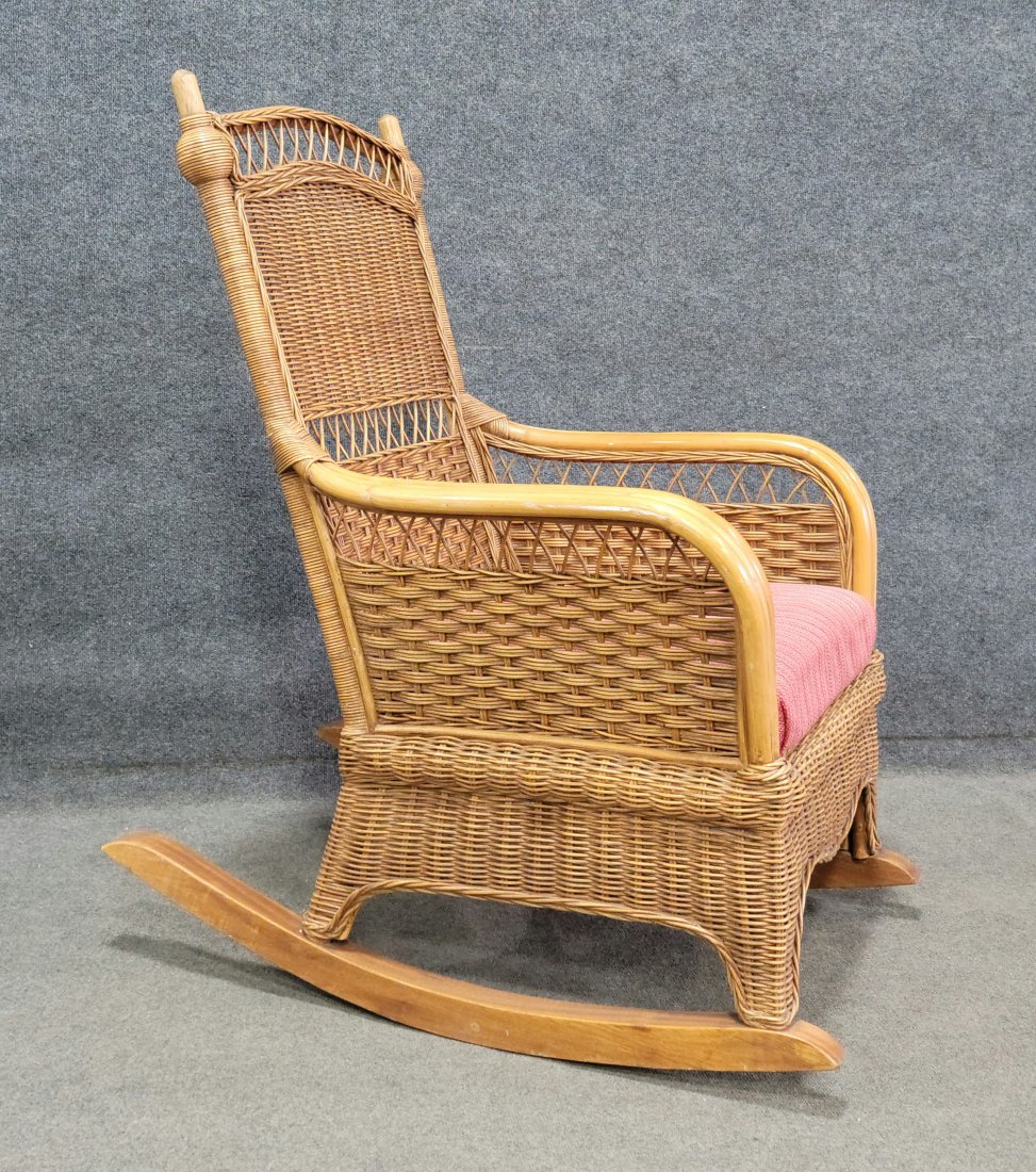 Wicker Rocking Chair: 42.75"H, 28.25"W, 36"D, 17"SH