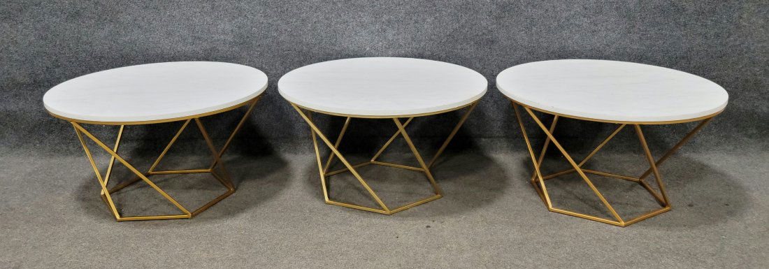 3 Mid Century Faux Marble Coffee Tables (1 of 3)