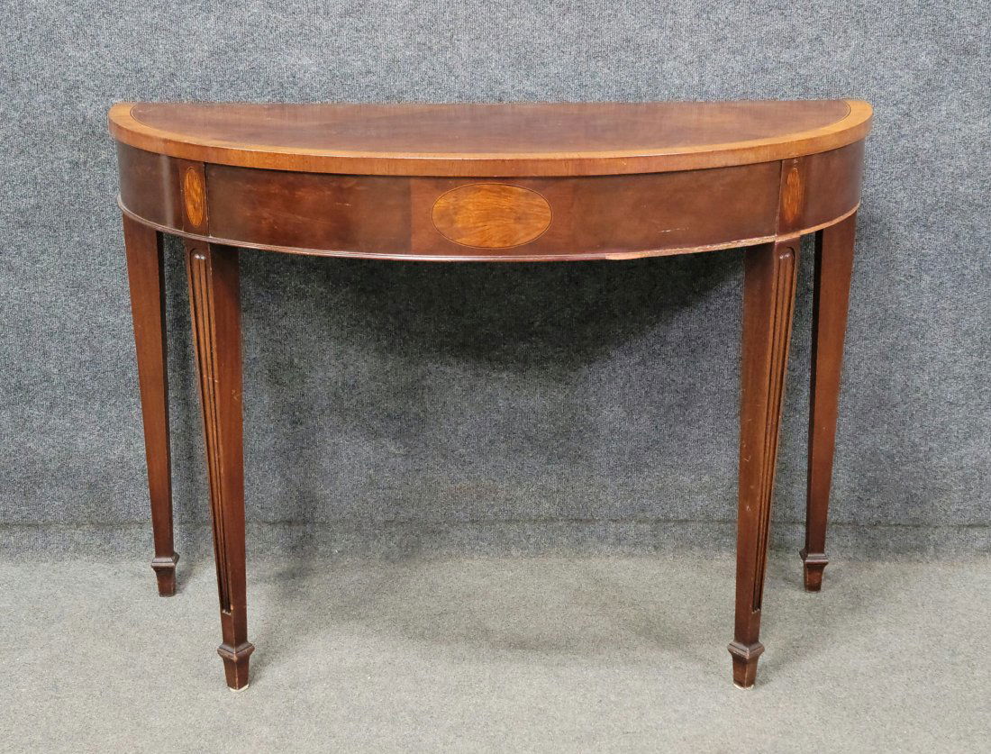 Mahogany Demilune Console By Irwin (1 of 7)