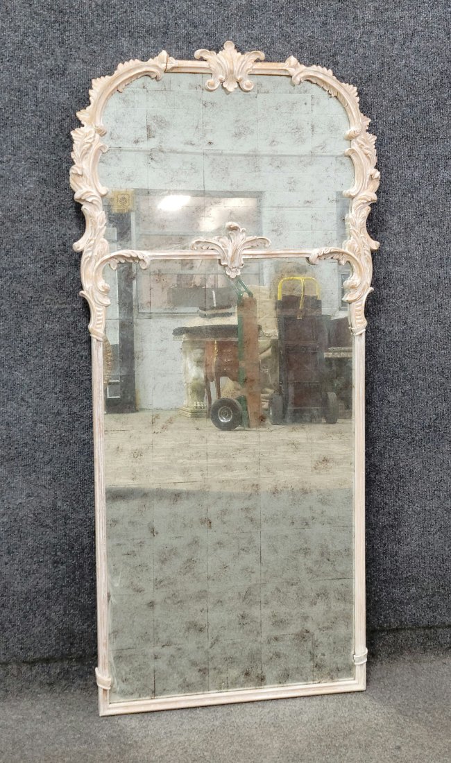 Stained Glass Carved Mirror: 47.50"H, 22"W