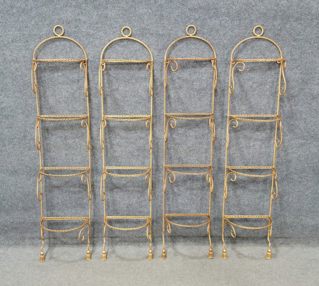 4 Large Italian Tassle Curio Shelves: 61"H, 13.50"W, 8"D
