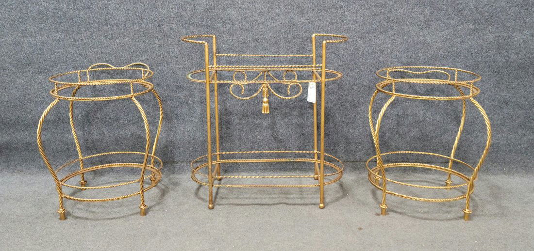 3 Tassel Bar Carts: Cart - 30"H, 30"W, 14.50"D | Tables - 24"H, 18"W, 22.50"D