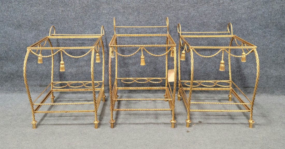 3 Italian Tassel Bar Carts: Middle - 26"H, 18"W, 23"D | Sides - 23.50"H, 17"W, 25.50"D