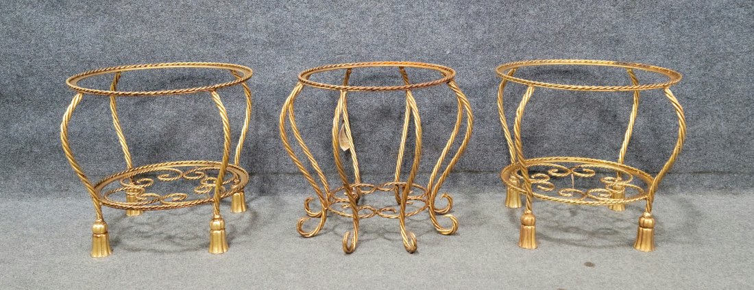 3 Italian Tassel Tables: Pair - 16.50"H, 17.50"Diameter | Single - 16"H, 19"Diameter
