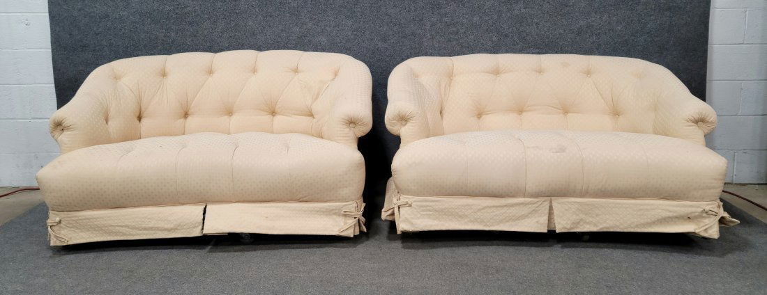 Pair Of Clean Upholstered Settees: 31"H, 57"W, 36"D, 16"SH