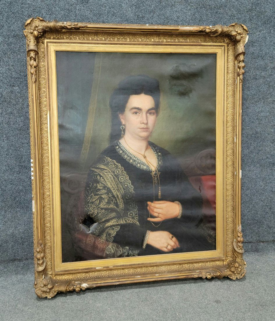 19th Century Antique Oil Painting In Large Carved Frame (1 of 4)