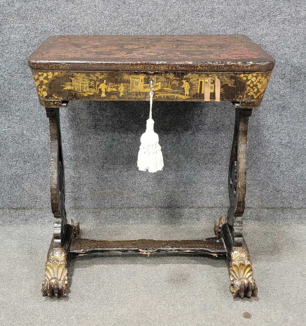 Antique 19th Century Chinoiserie Sewing Stand (1 of 6)