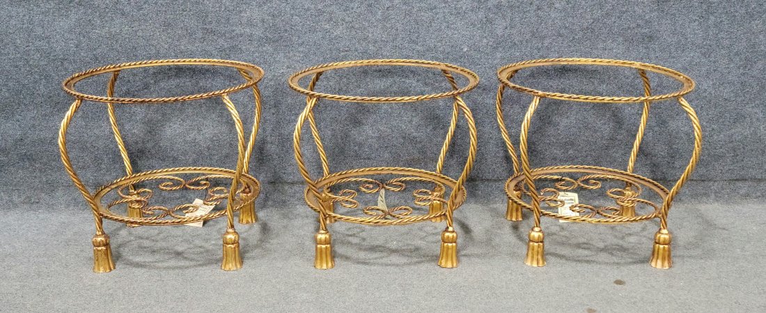 3 Italian Tassel Tables: 16.50"H, 17.50"Diameter