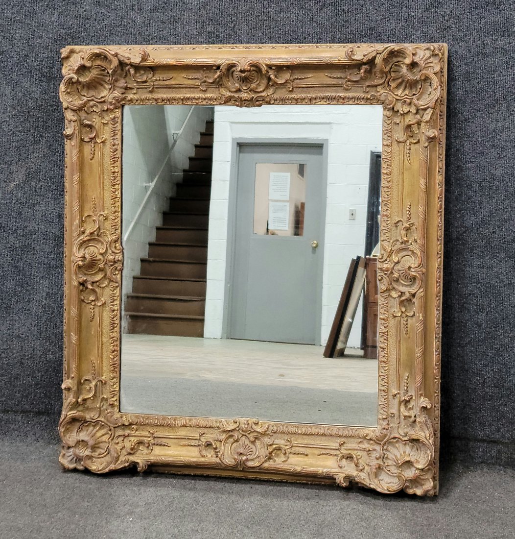 Carved Gilt Mirror: 34.50"H, 30.50"W, 3"D