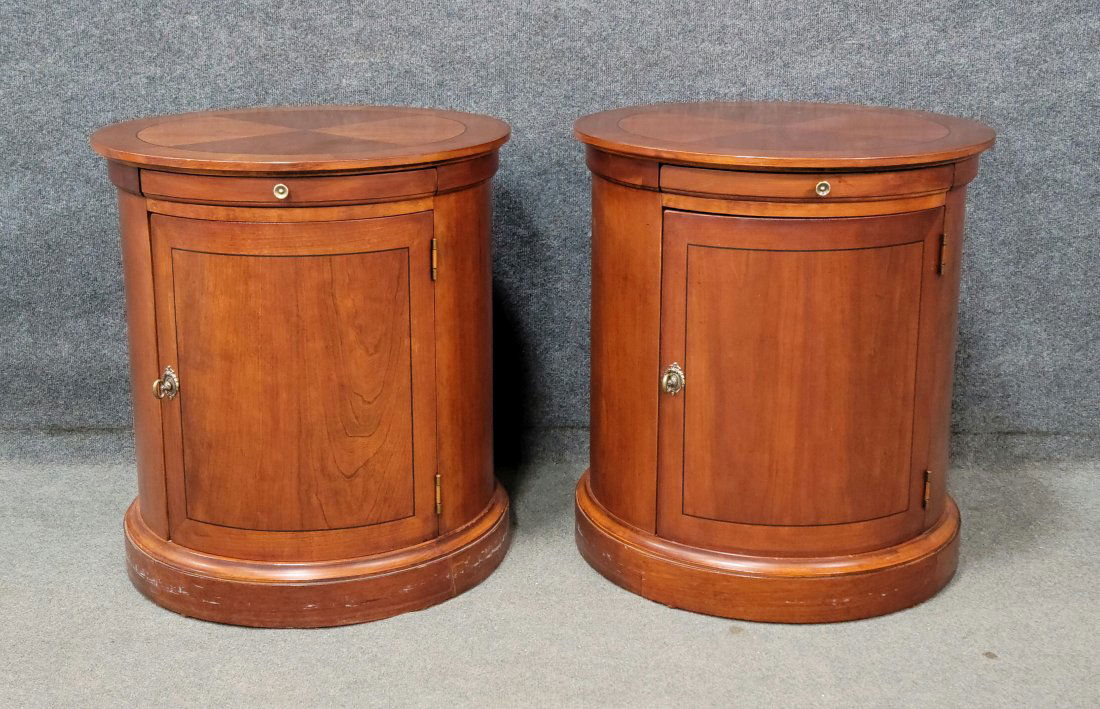 Pair Of Baker Quality Cylinder End Tables (1 of 4)