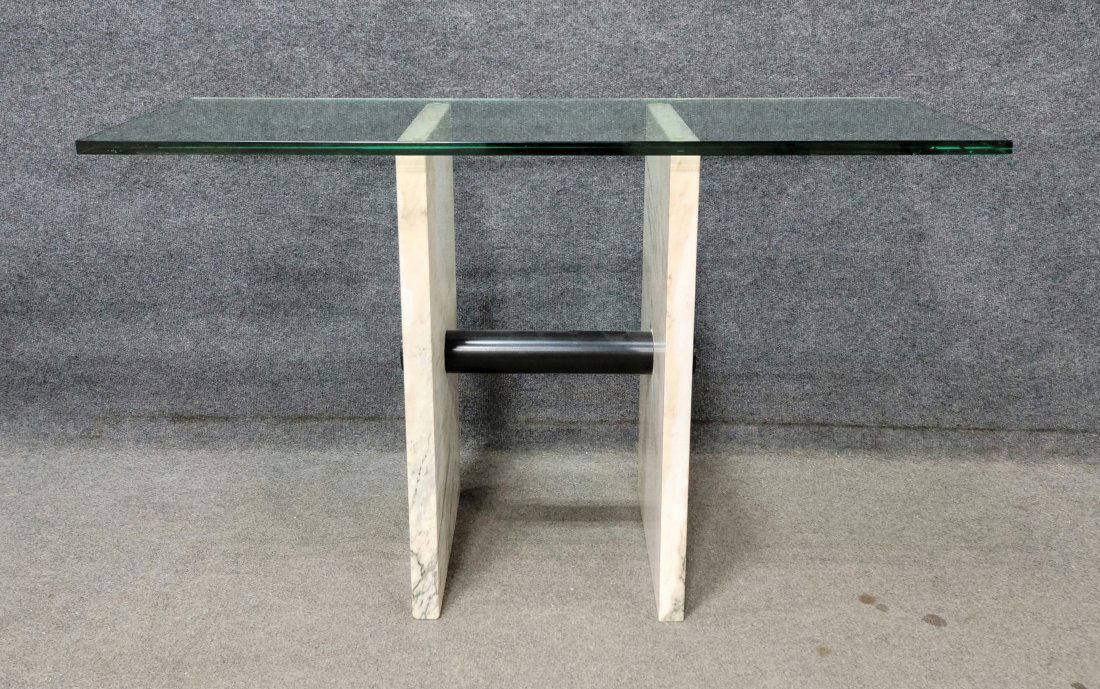 Marble Glass Top Mid Century Table (1 of 4)