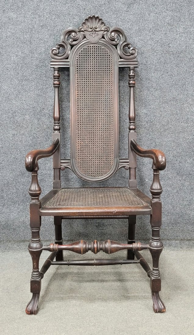 Carved Throne Chair: 52.50"H, 22"W, 25.50"D, 18"SH