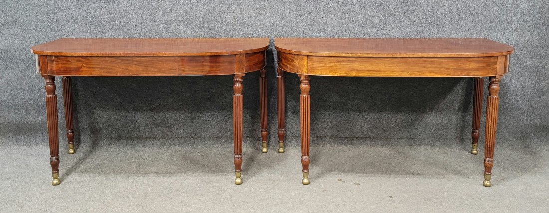 Pair Of Antique 19th Century Mahogany Consoles: 28.75"H, 51.50"W, 24"D