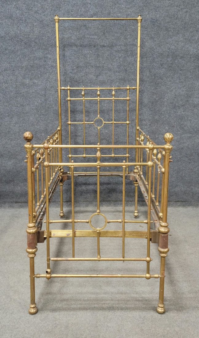 Antique Brass Crib Bed: 74.25"H, 30.50"W, 57.50"D